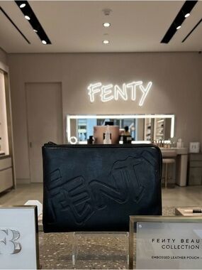 Fenty Beauty Black Embossed Cosmetic Pouch
